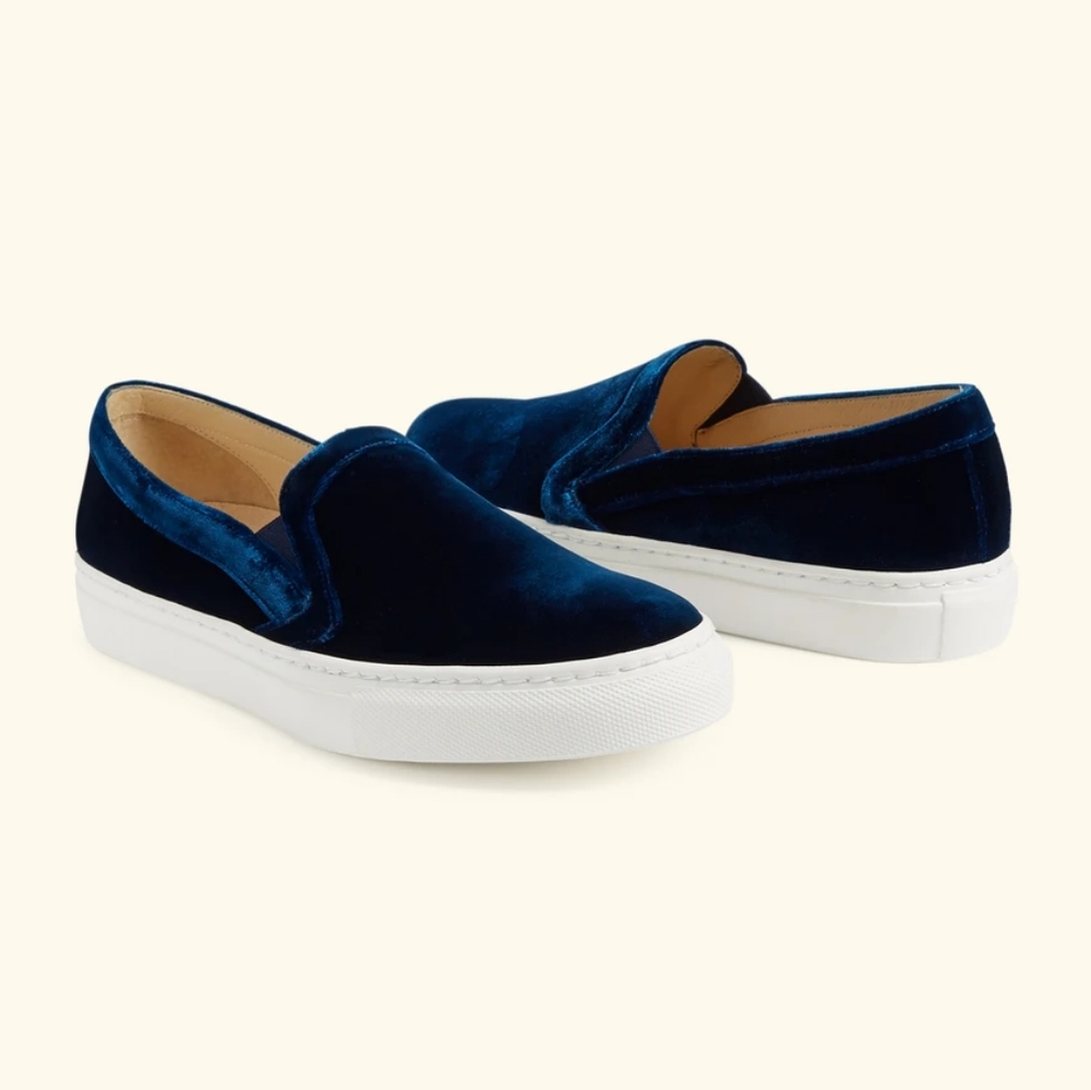 M.Gemi Cerchio Blue Velvet Slip On Sneakers